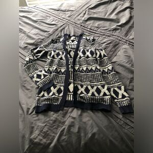 Mossimo Supply Co black & white Aztec pattern open front Cardigan Size Medium